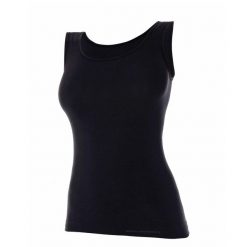 Koszulka damska plus size bez rękawów Brubeck COMFORT WOOL. Czarne koszulki damskie Brubeck, plus size, bez wzorów, z elastanu, bez kołnierzyka, bez ramiączek. Za 109.99 zł.