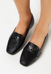 Czarne Płaskie Mokasyny Loafersy z Delikatną Klamerką Bradlie. Czarne mokasyny damskie Born2be, z jeansu, bez obcasa. Za 64.99 zł.