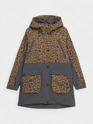 4F Kurtka narciarska w kolorze czarno-brązowym ze wzorem rozmiar: XL. Brązowe kurtki sportowe damskie 4F, s, bez wzorów, bez kaptura. Za 346.99 zł.