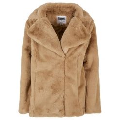 Płaszcz damski Urban Classics Lapel Teddy GT. Brązowe płaszcze damskie Urban Classics, na zimę, xl, bez wzorów, bez kaptura. Za 424.95 zł.