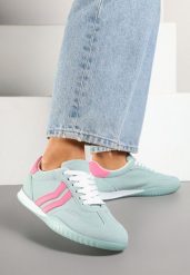 Jasnozielone Sneakersy w Typie Tenisówek z Ozdobnymi Paskami Zommea. Zielone obuwie sportowe damskie Born2be, bez zapięcia, tenisowe. Za 89.99 zł.