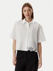 KARL LAGERFELD Koszula B2W11017 Biały Loose Fit. Białe koszule damskie KARL LAGERFELD, bez wzorów, z bawełny, bez kołnierzyka, bez ramiączek. Za 779.99 zł.