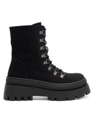 DeeZee Trzewiki ERNA WS6151-05 Czarny. Czarne botki damskie DeeZee, z syntetyku, bez obcasa, na płaskiej podeszwie, bez zapięcia. Za 119.99 zł.