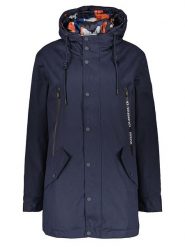 Guess Dwustronna parka w kolorze granatowym ze wzorem rozmiar: M. Niebieskie parki damskie Guess, m, bez kaptura. Za 223.99 zł.