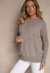 Ciemnobrązowy Sweter z Wiskozą i Kaszmirem oraz z Kapturem Nerolin. Brązowe swetry klasyczne damskie Renee, z jeansu, bez kołnierzyka. Za 139.99 zł.