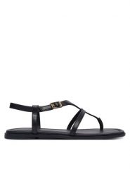 Tommy Hilfiger Sandały Th Buckle FW0FW09367 Czarny. Czarne sandały damskie Tommy Hilfiger, bez wzorów, ze skóry, bez obcasa, na płaskiej podeszwie, bez zapięcia. Za 449.99 zł.