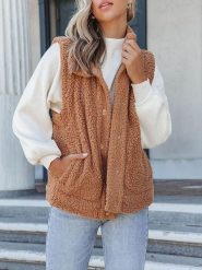 LA Angels Kamizelka pluszowa w kolorze jasnobrązowym rozmiar: S. Brązowe kamizelki damskie LA Angels, s, bez wzorów, bez kaptura. Za 168.45 zł.