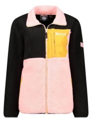 Geographical Norway Kurtka polarowa "Talexa" w kolorze czarno-jasnoróżowo-pomarańczowym rozmiar: L. Czarne kurtki damskie Geographical Norway, l, bez wzorów, z polaru, bez kaptura. Za 178.79 zł.