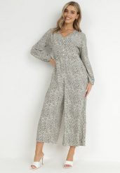Biało-Zielony Kombinezon Pyrhele. Zielone sukienki damskie Born2be, bez wzorów, eleganckie, bez ramiączek. Za 149.99 zł.