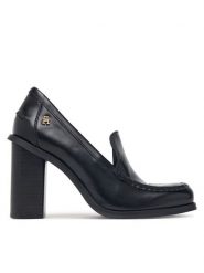Tommy Hilfiger Półbuty Square Toe Heeled Loafer FW0FW09493 Czarny. Czarne czółenka damskie Tommy Hilfiger, bez wzorów, ze skóry, bez obcasa, na obcasie, bez zapięcia. Za 699.99 zł.