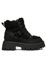 Buffalo Trzewiki Aspen Com Mid Warm 1622593 Czarny. Czarne botki damskie Buffalo, ze skóry, bez obcasa, na płaskiej podeszwie, bez zapięcia. Za 479.99 zł.