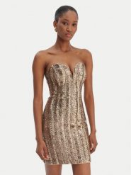 Marciano Guess Sukienka koktajlowa 6RGK00 6357A Złoty Slim Fit. Żółte sukienki damskie Marciano Guess, z aplikacjami, z syntetyku, wizytowe, bez ramiączek. Za 854.00 zł.