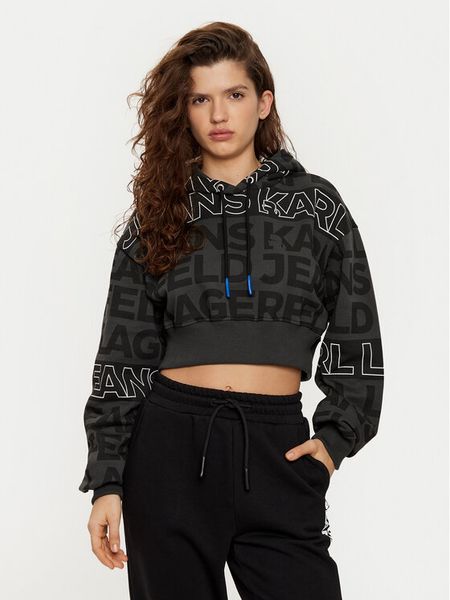 Karl Lagerfeld Jeans Bluza A1W20067 Czarny Cropped Fit. Czarne bluzy damskie Karl Lagerfeld Jeans, xl, bez wzorów, z bawełny, bez kaptura. Za 360.99 zł.