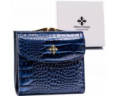 Portfel damski Milano Design SF-1815-JM granatowy. Niebieskie portfele damskie MILANO DESIGN, bez wzorów, ze skóry ekologicznej. Za 40.00 zł.