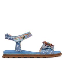 Sandały Laura Vita. Niebieskie sandały damskie LAURA VITA, bez wzorów, bez obcasa, na płaskiej podeszwie, bez zapięcia. Za 379.99 zł.