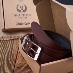 Pasek skórzany 100 cm brązowy PAOLO PERUZZI PG-02-BRS-100. Brązowe paski damskie PAOLO PERUZZI, bez wzorów, z jeansu. Za 49.00 zł.