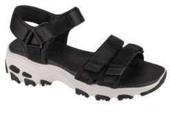 Sandały Kobieta Skechers D´Lites-Fresh Catch czarny. Czarne sandały damskie Skechers, bez wzorów, z materiału, bez obcasa, bez zapięcia. Za 279.99 zł.