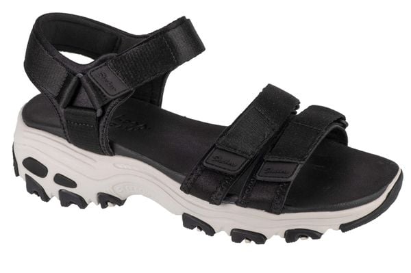 Sandały SKECHERS 31514S Czarny. Czarne sandały damskie Skechers, bez wzorów, z materiału, bez obcasa, bez zapięcia. Za 251.99 zł.