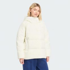 KURTKA HELIONIC DOWN PUFFER HOODED. Czarne kurtki damskie Adidas, s, bez wzorów, z materiału, bez kaptura. Za 799.00 zł.