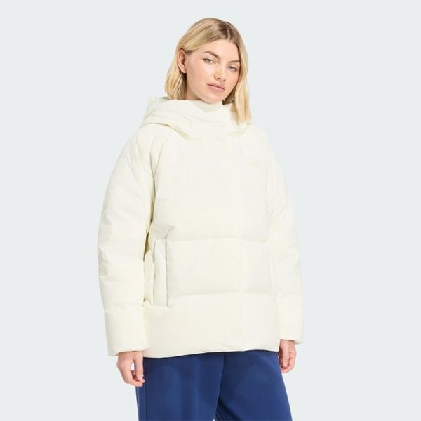 KURTKA HELIONIC DOWN PUFFER HOODED. Czarne kurtki damskie Adidas, xl, bez wzorów, z materiału, bez kaptura. Za 799.00 zł.