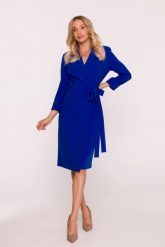 Elegancka sukienka ołówkowa kopertowa z wiązaniem chabrowa. Niebieskie sukienki damskie Stylove, bez wzorów, z elastanu, biznesowe, bez ramiączek. W wyprzedaży za 314.00 zł.