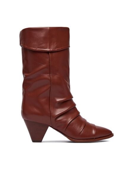 Badura Botki EO-APRIL-25FW218-1 Brązowy. Brązowe botki damskie Badura, ze skóry, bez obcasa, na słupku, bez zapięcia. Za 279.99 zł.