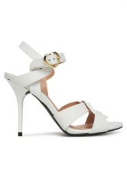 LOVE MOSCHINO Sandały JA16069G1MIA0100 Biały. Białe sandały damskie Love Moschino, bez wzorów, ze skóry, bez obcasa, na szpilce, bez zapięcia. Za 869.99 zł.