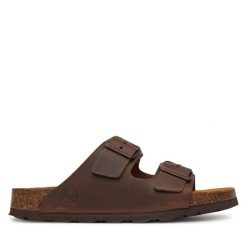 Klapki Dr. Brinkmann. Brązowe klapki damskie Dr. Brinkmann, bez wzorów, bez obcasa, bez zapięcia. Za 229.99 zł.