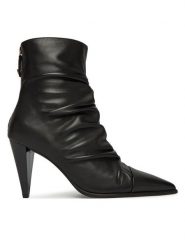 PINKO Botki Vane 2 SD0587P003 Czarny. Czarne botki damskie Pinko, ze skóry, bez obcasa, na słupku, bez zapięcia. Za 1,399.00 zł.