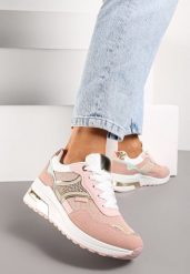 Różowe Sneakersy z Brokatem Cyrkoniami i Metalicznymi Wstawkami Zephramis. Czerwone obuwie sportowe damskie Renee, z dresówki, bez zapięcia. Za 89.99 zł.