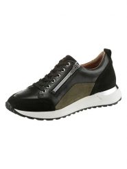 Heine Skórzane sneakersy w kolorze czarno-oliwkowym rozmiar: 40. Brązowe obuwie sportowe damskie Heine, bez zapięcia. Za 146.45 zł.