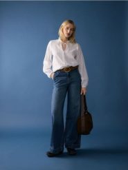 Jeansy wide leg - granatowy. Niebieskie jeansy damskie Reserved. W wyprzedaży za 89.99 zł.