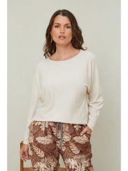 Curvy Lady Sweter w kolorze kremowym rozmiar: 44/46. Brązowe swetry klasyczne damskie Curvy Lady, bez kołnierzyka. Za 75.16 zł.