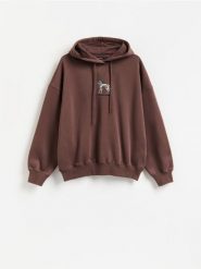 Bluza z haftem - brązowy. Brązowe bluzy damskie Reserved, l, bez wzorów, z bawełny, bez kaptura. Za 119.99 zł.