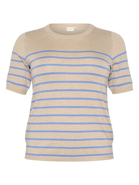 KAFFE curve Sweter w kolorze beżowo-błękitnym rozmiar: L. Brązowe swetry klasyczne damskie KAFFE curve, l, bez kołnierzyka. Za 56.66 zł.