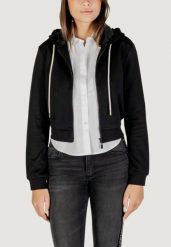 Bluza Kobieta GUESS ACTIVE 3D PEONY ZIPPER HOODIE JACKET. Czarne bluzy damskie Guess Active, m, z aplikacjami, z tkaniny, bez kaptura. Za 340.70 zł.