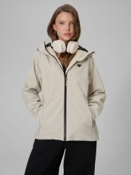 4F Kurtka przejściowa membrana 5000 damska - beżowa L. Brązowe kurtki damskie 4F, l, bez wzorów, bez kaptura. Za 299.99 zł.