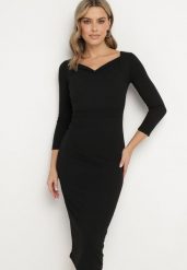 Czarna Sukienka Ozdobiona Asymetrycznym Dekoltem Silfedi. Czarne sukienki damskie Born2be, bez wzorów, z jeansu, eleganckie, bez ramiączek. W wyprzedaży za 118.99 zł.