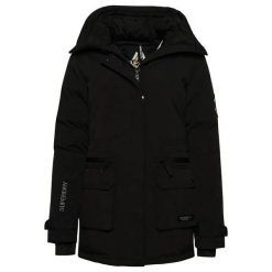 Pikowana parka dla kobiet Superdry City. Czarne parki damskie Superdry, bez kaptura. Za 667.60 zł.