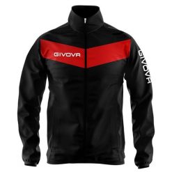 Kurtka piłkarska dla dorosłych Givova Rain Scudo czarno-czerwona. Czarne kurtki damskie Givova, xl, bez wzorów, z syntetyku, bez kaptura. Za 64.99 zł.