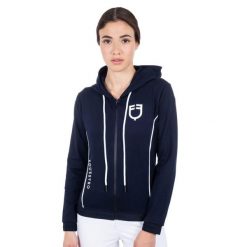 Damska bluza z zamkiem z przodu z technicznej dzianiny interlock. Białe bluzy damskie EQUESTRO, m, bez wzorów, z bawełny, bez kaptura. Za 349.90 zł.