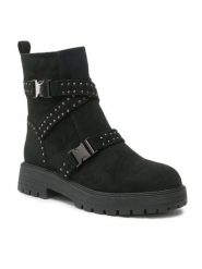 Jenny Fairy Botki WYL2829-6 Czarny. Czarne botki damskie Jenny Fairy, z materiału, bez obcasa, na płaskiej podeszwie, bez zapięcia. Za 107.98 zł.