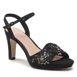 Sandały Menbur. Czarne sandały damskie Menbur, bez wzorów, bez obcasa, na słupku, bez zapięcia. Za 389.99 zł.