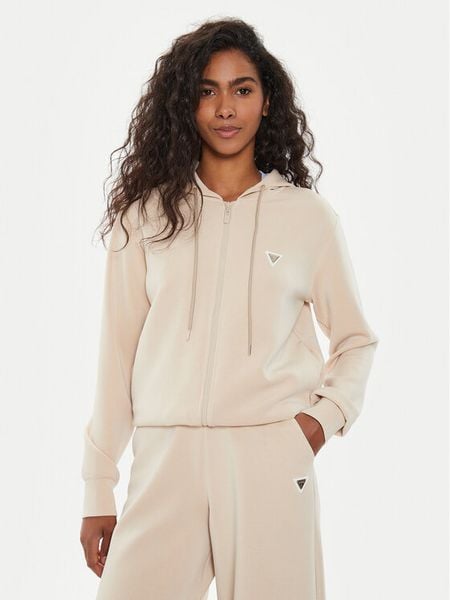 Guess Bluza V4YQ06 KCAY2 Beżowy Regular Fit. Brązowe bluzy damskie Guess, xl, z aplikacjami, z syntetyku, bez kaptura. Za 267.99 zł.