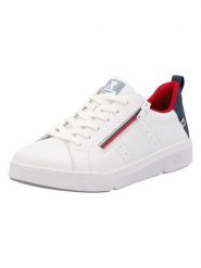 Rieker Skórzane sneakersy w kolorze biało-granatowym rozmiar: 40. Białe obuwie sportowe damskie Rieker, bez zapięcia. Za 184.89 zł.
