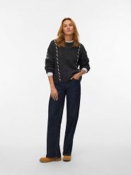 Vero Moda Sweter w kolorze antracytowym rozmiar: L. Czarne swetry klasyczne damskie Vero Moda, l, z wełny, bez kołnierzyka. Za 171.28 zł.