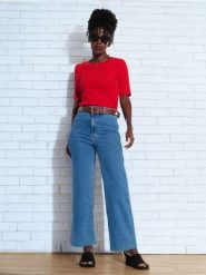 Jeansy culotte - niebieski. Niebieskie jeansy damskie Sinsay, z podwyższonym stanem. Za 42.99 zł.