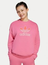 Adidas Bluza Trefoil JV8571 Różowy Loose Fit. Czerwone bluzy dziewczęce Adidas, bez wzorów, z bawełny, bez ramiączek, bez kaptura. Za 149.99 zł.