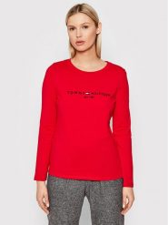 Tommy Hilfiger Bluzka WW0WW30720 Czerwony Regular Fit. Czerwone bluzki damskie Tommy Hilfiger, xs, bez wzorów, z bawełny, bez kołnierzyka, bez ramiączek. W wyprzedaży za 68.99 zł.