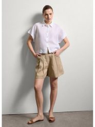 STEFANEL Bluzka w kolorze białym rozmiar: L. Białe bluzki damskie Stefanel, l, bez wzorów, bez kołnierzyka, bez ramiączek. Za 130.99 zł.